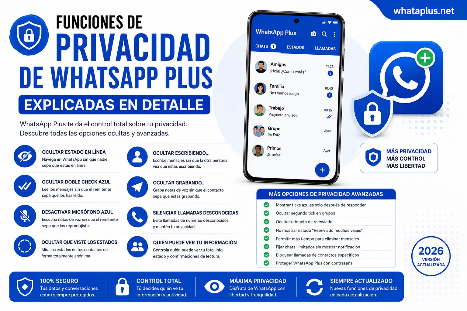 Funciones de Privacidad De WhatsApp Plus